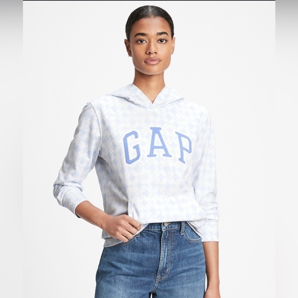 GAP blue and white diamond graphic hoodie medium